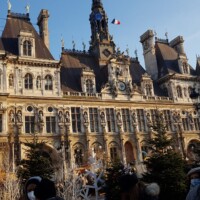 Okrasitev pred mestno hišo. Letos bogatejša kot lani.