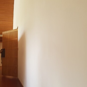 Razmejitev med javnim in zasebnim delom v predsobi, skrita za omaro.