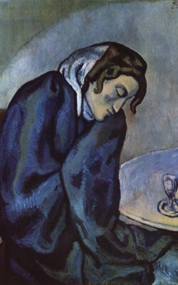 Picasso - Pivka absinta (1902) - je prevzel Degasov motiv, original je muzeju umetnosti v Bernu. Vir slike: Wikipedija.